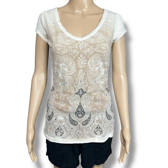 Maurices Womens T Shirt Top Short Sleeve Pullover Paisley Floral Print Small - Picture 1 of 9